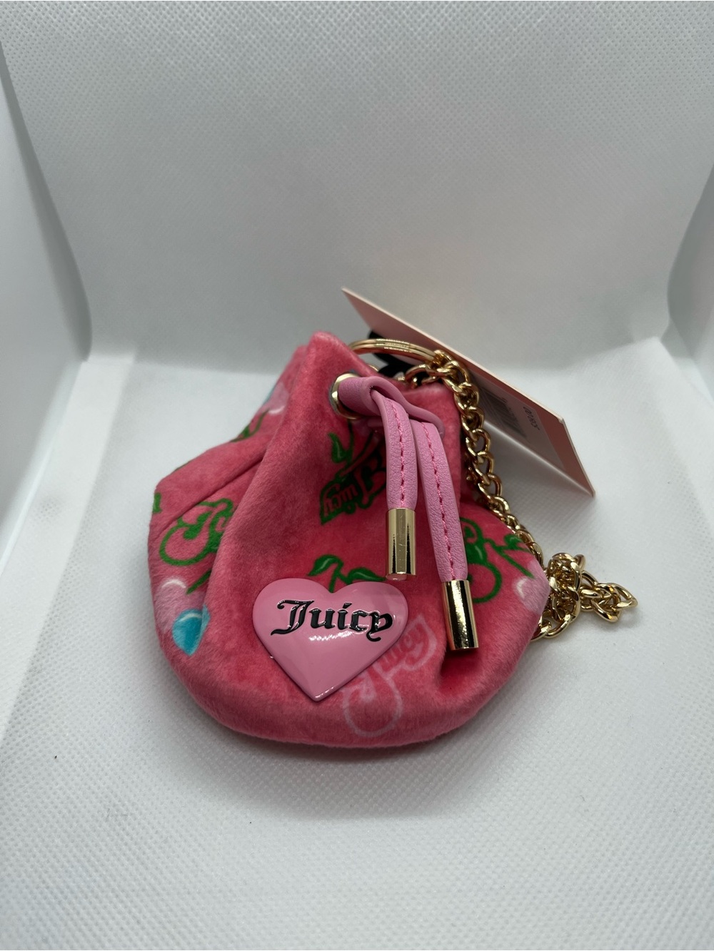 Juicy Couture Pink Velvet Charm Drawstring Mini Bag